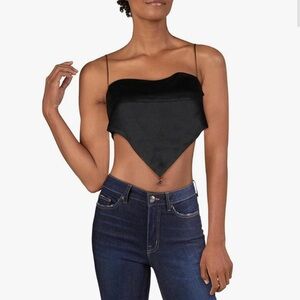 Danielle Bernstein Handkerchief Tank Top Black cropped satin
